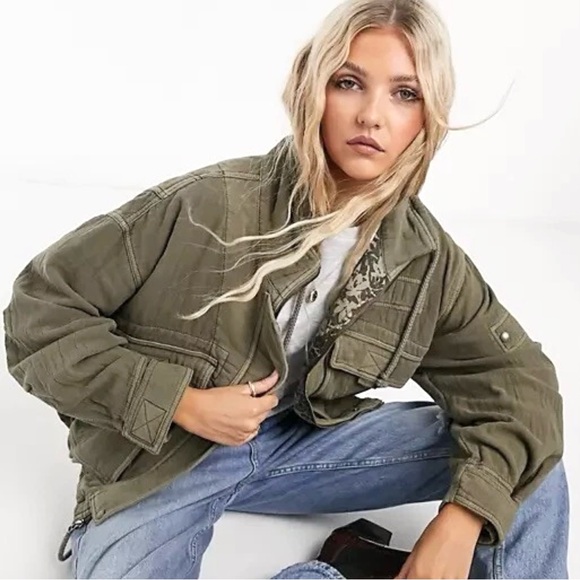 Free People Eyes On You Surplus Jacket Green - Picture 10 of 10